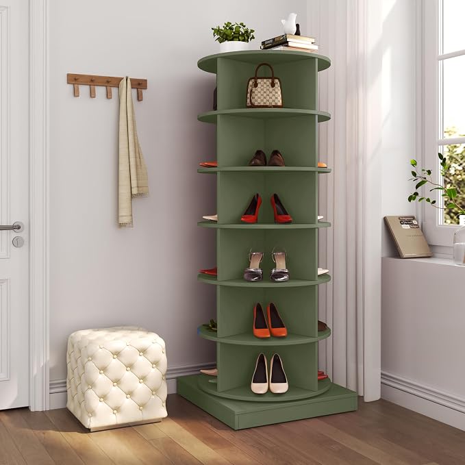 HomVent Rotating Shoe Rack, 6-Tier Spinning Shoe Rack Tower | 360° Revolving by HomVent