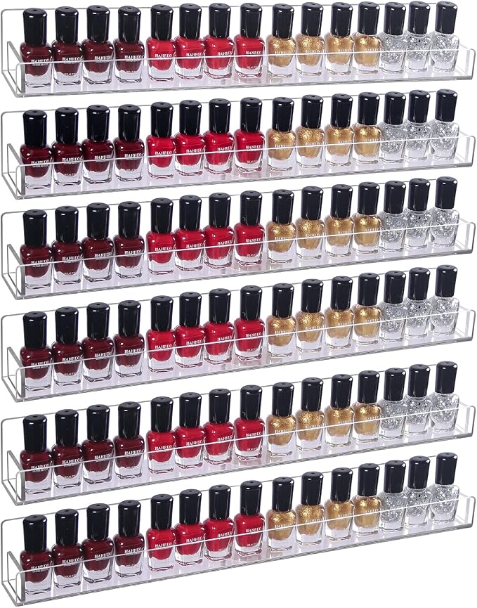 6Pcs/Set Acrylic Nail Polish Rack Wall Mounted, Lipstick Essential Oil Bottle by FocusOnJewelryDisplay