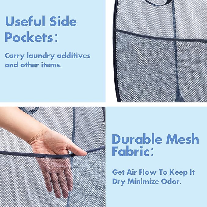 DUCOO Pop Up Laundry Hamper, 70L Collapsible Mesh Laundry Basket - Image 4
