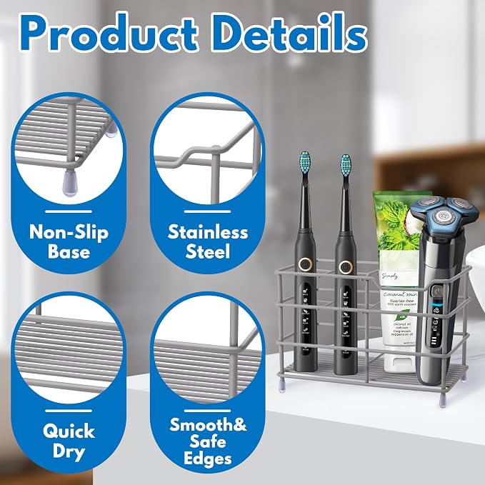 Urbanstrive 304 Stainless Steel Bathroom Toothbrush Holder Toothpaste Holder - Image 6