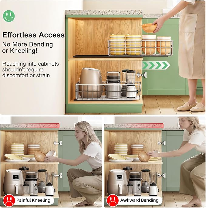 Stainless Steel Pull Out Cabinet Organizer-1 Pack, Minimalist Design Frame - Image 5