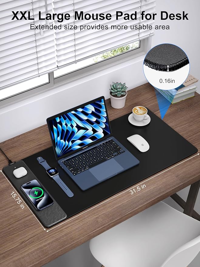 TopMade Wireless Charging Mouse Pad, Waterproof Gaming Mousepad - Image 3