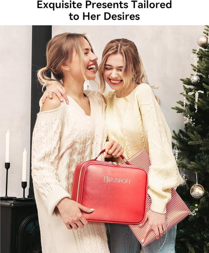 JUSRON Travel Makeup Bag With LED Mirror, Cosmetic Train Case with Light up - Image 6