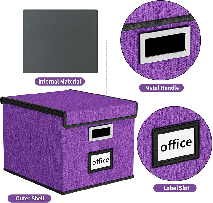 File Organizer Box with Lids, Collapsible File Folder Organizer | File Box with - Image 3