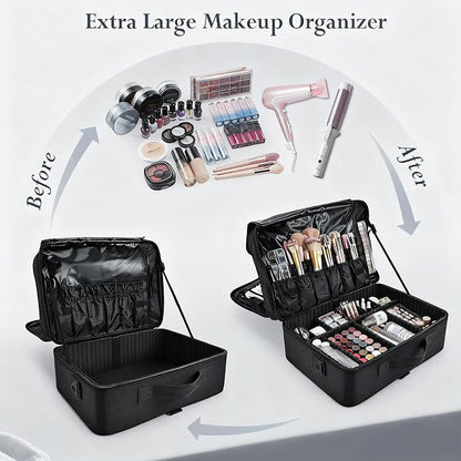 Adazzo Large Makeup Bag, 3 Layers 17” Makeup Case Organizer - Image 4