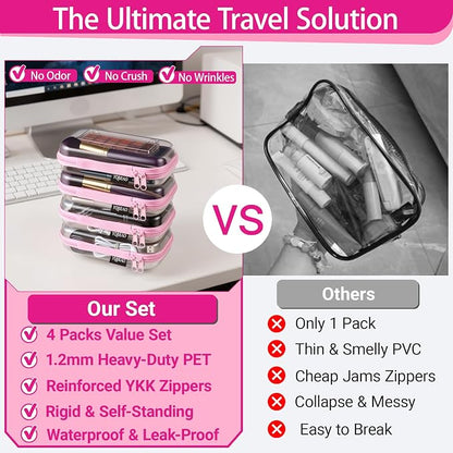 YQBRAO 4-Pack Clear Hard Shell Zipper Case, 1.2mm Ultra-Thick Diaper Bag - Image 2