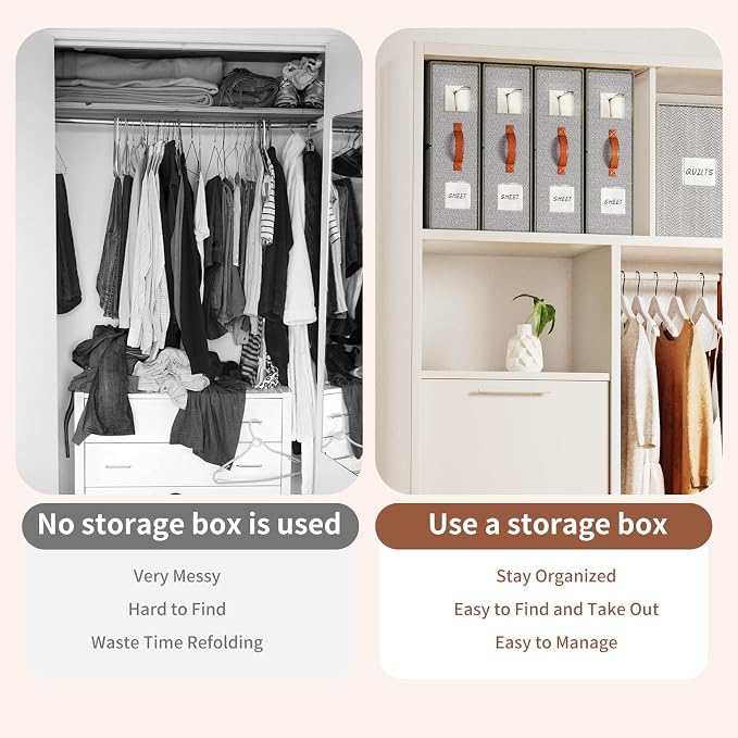 4 Pack Bed Sheet Storage Organizers- Premium Fabric Closet Organizer - Image 4