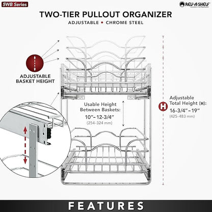 Rev-A-Shelf 2-Tier Kitchen Cabinet Pullout Shelf and Drawer Organizer Slide Out - Image 4