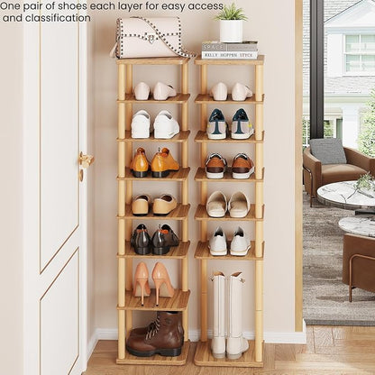 LUCKNOCK Vertical Shoe Rack, 8-Tier Tall Narrow Shoe Organizer - Image 4