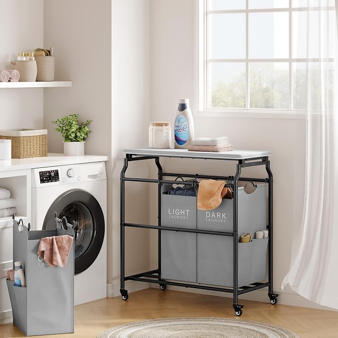 Hoctieon 3 Section Laundry Sorter Cart - Image 3