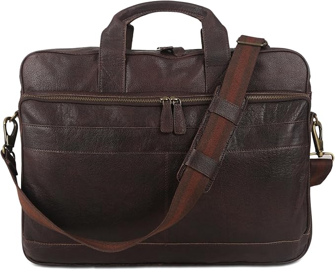 Leather briefcase 18 Inch Laptop Messenger Bags - Image 7