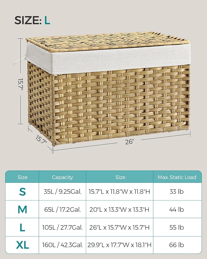 SONGMICS Storage Basket with Lid, Woven Blanket Storage Bin with Handles - Image 7