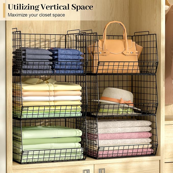 4-Tier Stackable Closet Organizers and Storage Shelves, Foldable Closet Shelf - Image 4
