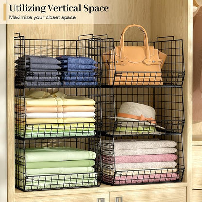 4-Tier Stackable Closet Organizers and Storage Shelves, Foldable Closet Shelf - Image 4