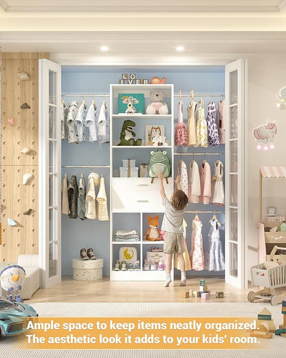 Besiost Small Closet System, 3.2-6.8FT Small Closet Organizer - Image 4