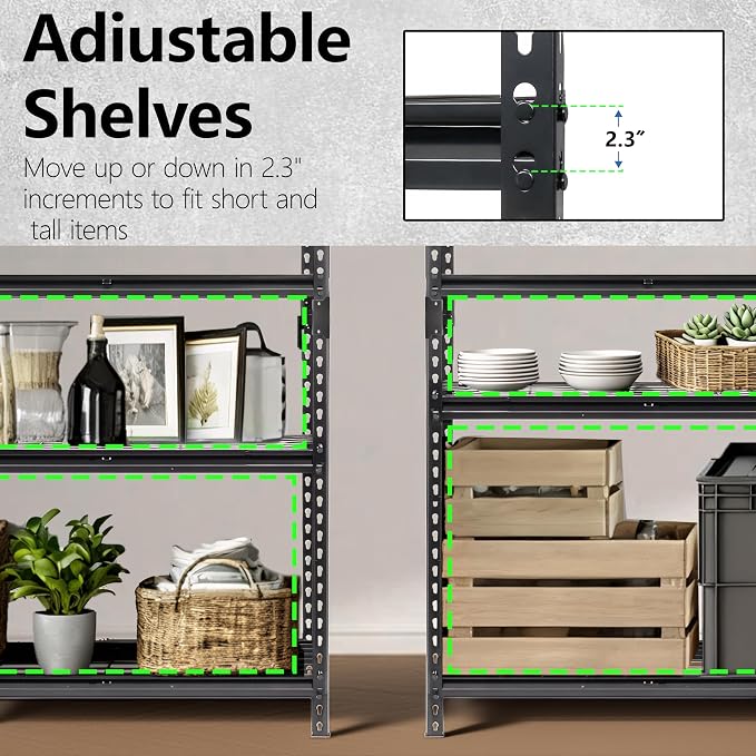 GDFStudio 5-Tier Storage Shelves Set of 2, Adjustable Garage Storage Racks - Image 5