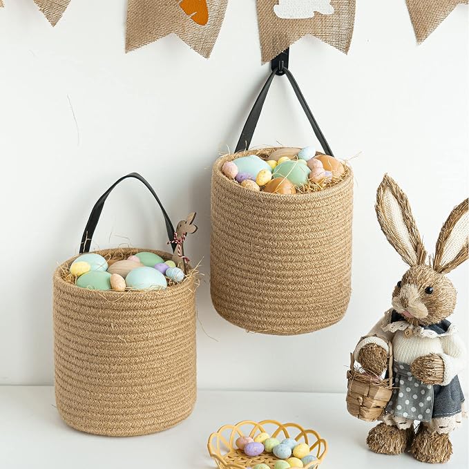 Goodpick 2 Pack Jute Wall Hanging Storage Baskets - Image 5