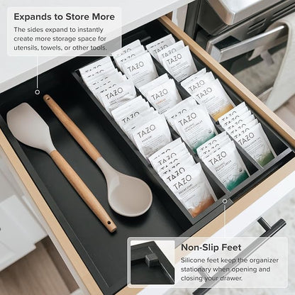 KitchenEdge Tea Bag and Coffee Pod Kitchen Drawer Organizer, Expandable 9.7 to - Image 6