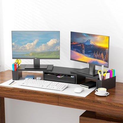 Spacrea Metal Desk Organizers and Accessories, Dual Monitor Stand Riser - Image 6