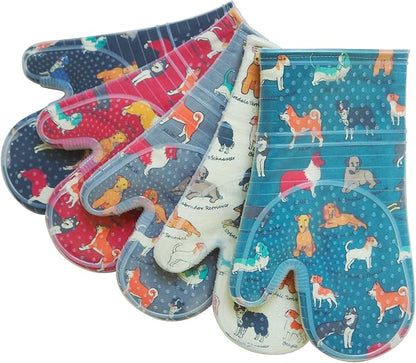 Oven Mitts Set of 2 with Transparent Clear Silicone Shell and Nice Dog Printing - Image 8