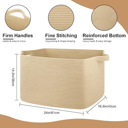 95L Extra Large Blanket Basket, Rectangle Nursery Blanket Storage - Image 2
