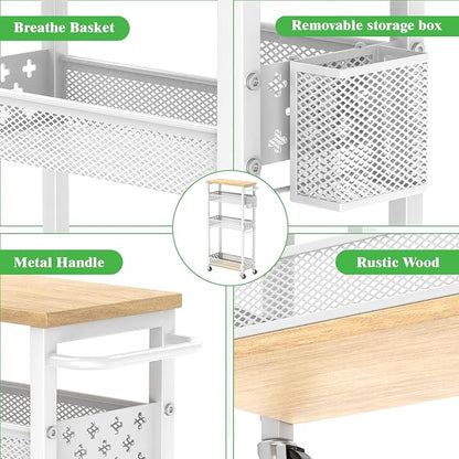 4 Tier Slim Rolling Storage Cart, Laundry Room Cart on Wheels, Small Metal - Image 7