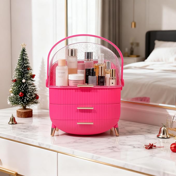 MASSY Egg Shape Makeup Storage Box, Countertop Portable Vanity Cosmetics - Image 4
