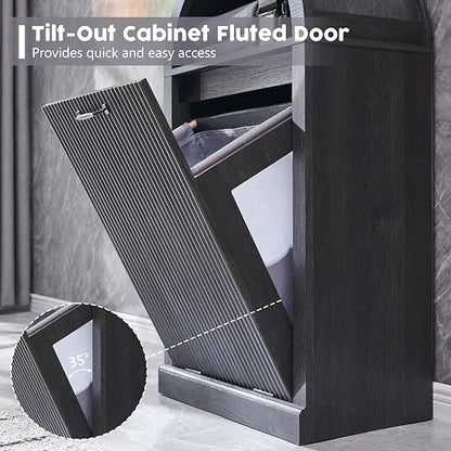 Arched Tilt-Out Trash Can Cabinet, Fluted 10 Gallon Trash Can - Image 5