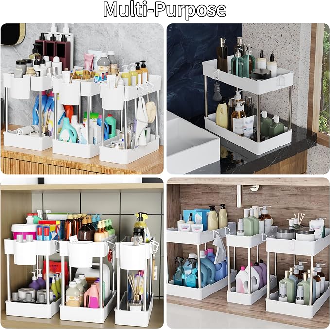 3 Pack Under Sink Organizer Bathroom and Storage Cabinet | 2 Tier - Image 7