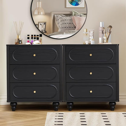 ORRD 3 Drawer Fluted Dresser for Bedroom Set of 2, Mid Century Modern Chest of - Image 3