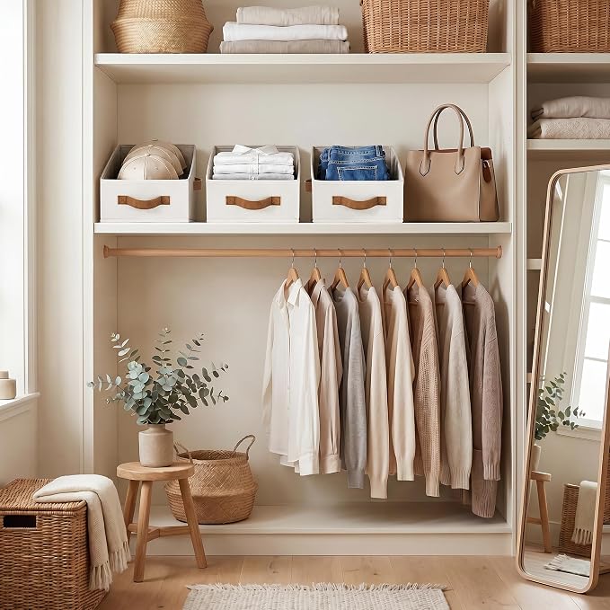 StorageWorks Closet Baskets for Organizing, Trapezoid Storage Bins, Linen - Image 4
