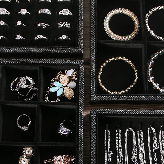 Julysky 4 Pcs/set Stackable Jewelry Organizer Trays - Image 4
