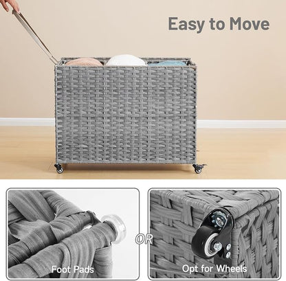 Laundry Hamper with Wheels, 60.72 Gallon Rolling Laundry Basket with Lid - Image 8