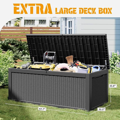 NUNU LAB Outdoor Storage Box, 320 Gallon Deck Box, Resin Waterproof Outside - Image 2
