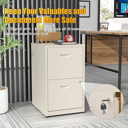 Filing Cabinet 2 Drawer with Lock, Under Desk Metal Filing Cabinet, Two Drawer - Image 4
