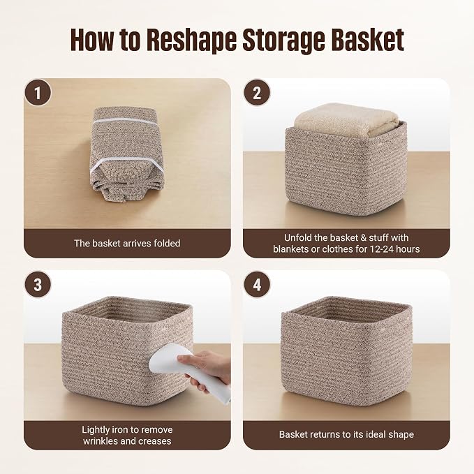 5-Pack Storage Cubes Woven Rope Baskets, 2 Sizes Organizer Bins | Ideal - Image 7