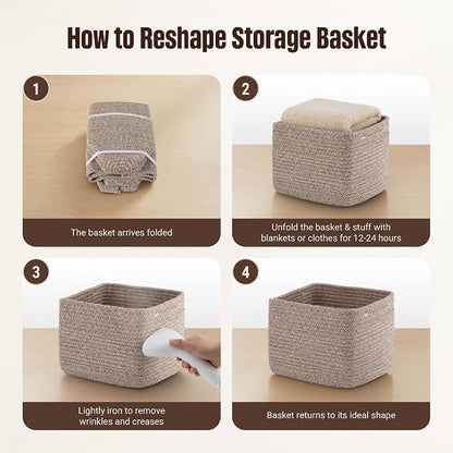 5-Pack Storage Cubes Woven Rope Baskets, 2 Sizes Organizer Bins | Ideal - Image 7