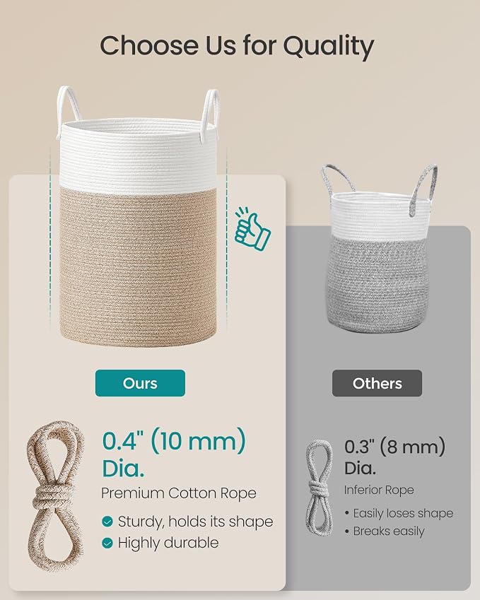 SONGMICS Laundry Hamper, Cotton Rope Laundry Basket - Image 4