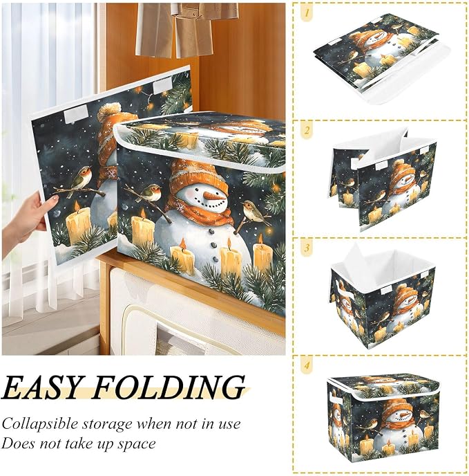 Watercolor Snowman Storage Bins - Image 4