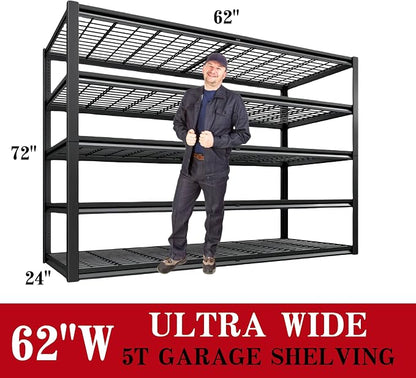 62" W x 24" D x 72" H Garage Shelving Heavy Duty Metal Shelving 3500LBS Storage - Image 3