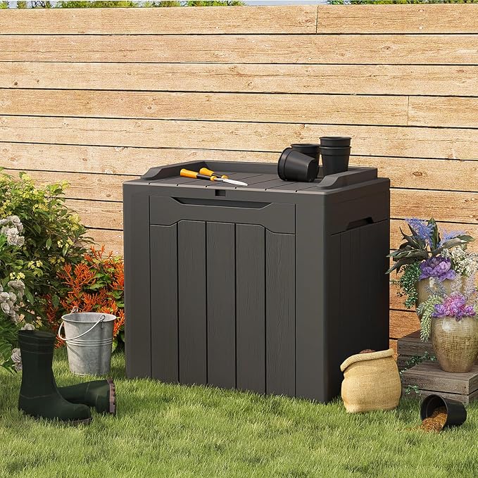 Patiolife 30 Gallon Resin Deck Box, Small Outdoor Storage - Image 2