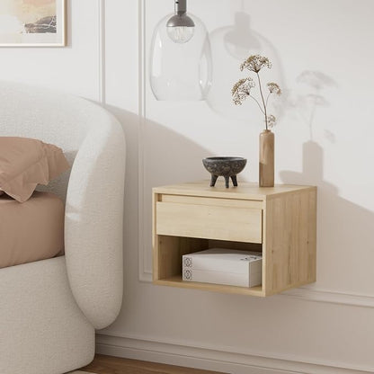 Mid Century Modern Floating Nightstand, Wall Mounted End Table by MoomJiee