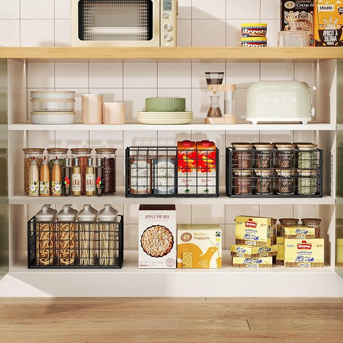 X-cosrack Metal Wire Basket Pantry Baskets Foldable Cabinet Organizers - Image 6