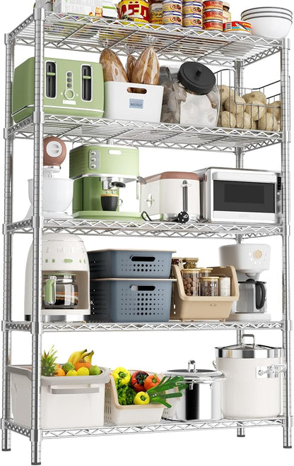 Storage Shelves Heavy Duty, 5-Tier Adjustable Metal Industrial Utility Shelf by ROOMTEC