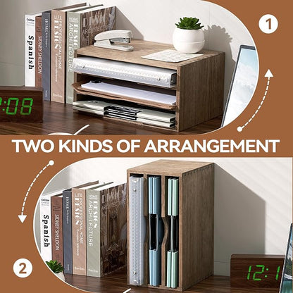 KIRIGEN Wooden Desktop Organizer Paper Storage Letter Tray File Sorter - Image 4