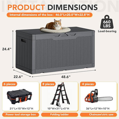 105 Gallon Deck Box Outdoor Indoor Waterproof Storage Box - Image 8