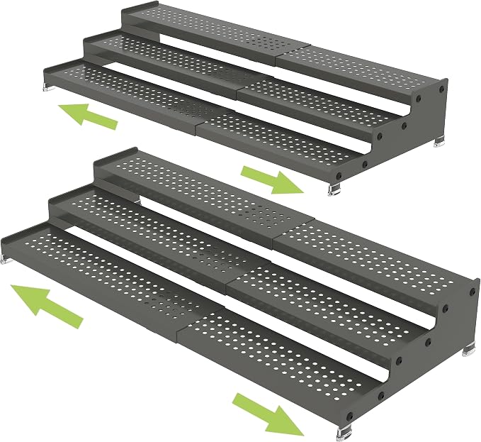 Metal Spice Rack Organizer for Cabinet, 3 Tier Expandable Spice Storage shelf by JOJOCROSSHIGHQUALITYLIFE