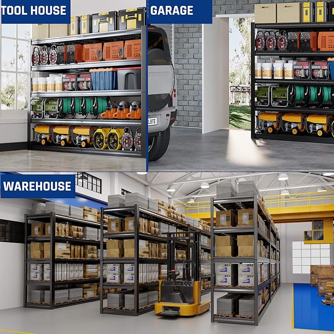 67" Wide 5-Tier Garage Shelving Unit, Heavy Duty Garage Storage Shelves - Image 6