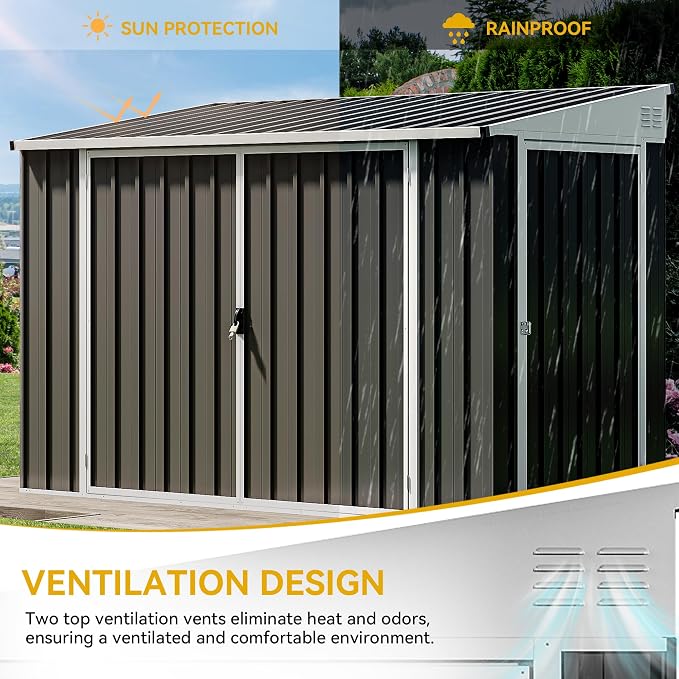 DWVO 7' x 4' Outdoor Storage Shed, Large Metal Tool Sheds, Heavy Duty Storage - Image 3