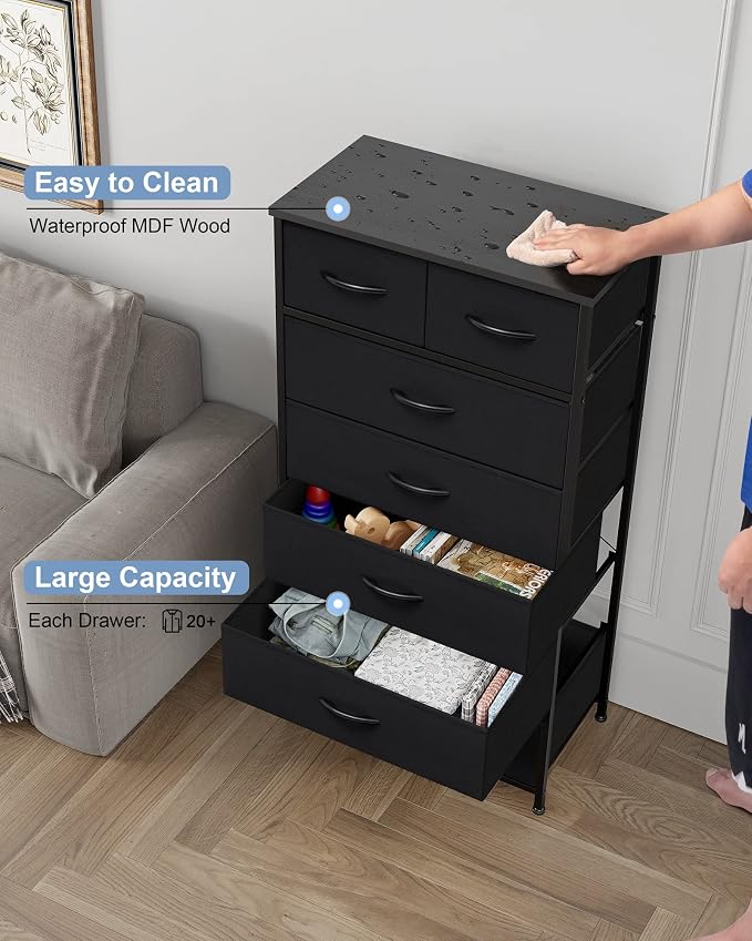 Fabric Dresser with 7 Drawers, Vertical Storage Tower - Image 4